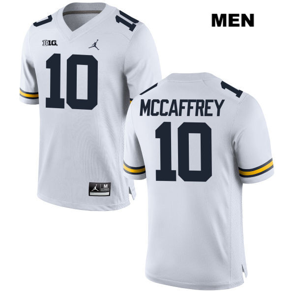 Men's NCAA Michigan Wolverines Dylan McCaffrey #10 White Jordan Brand Authentic Stitched Football College Jersey YJ25J34WR